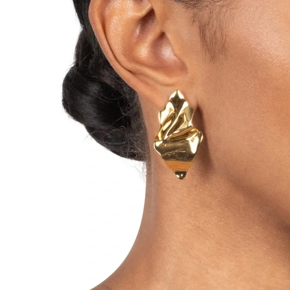 🆕 Alexis Bittar Crumpled Small Post Earring- Gold- only 1 - Picture 3 of 7
